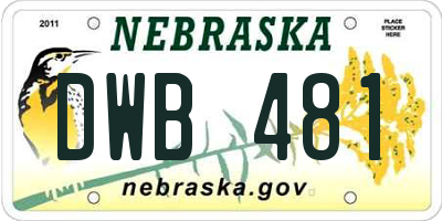 NE license plate DWB481