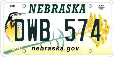 NE license plate DWB574