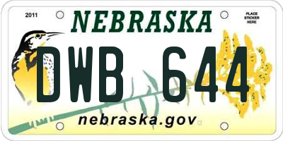 NE license plate DWB644