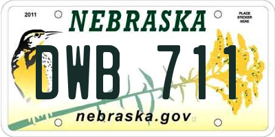 NE license plate DWB711
