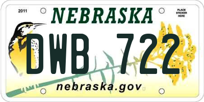 NE license plate DWB722