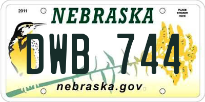 NE license plate DWB744