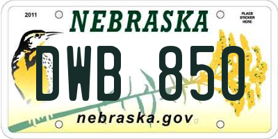 NE license plate DWB850