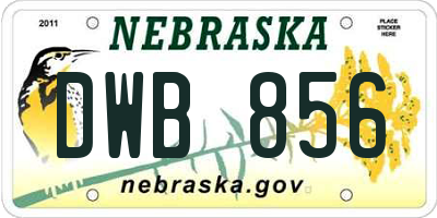 NE license plate DWB856