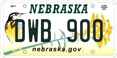 NE license plate DWB900