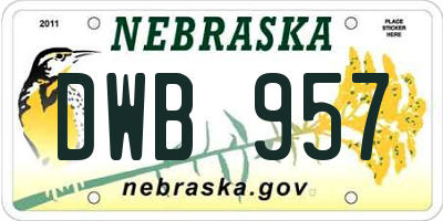 NE license plate DWB957