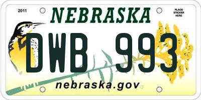 NE license plate DWB993