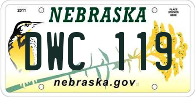 NE license plate DWC119