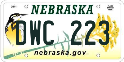 NE license plate DWC223