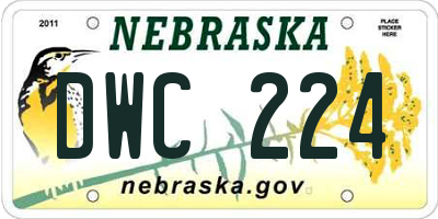 NE license plate DWC224