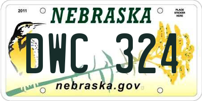 NE license plate DWC324
