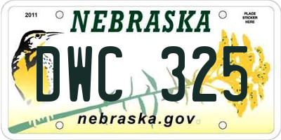 NE license plate DWC325