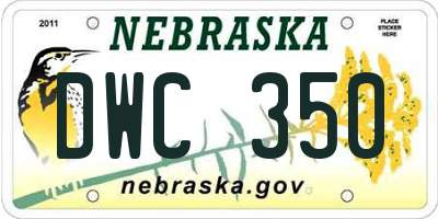 NE license plate DWC350