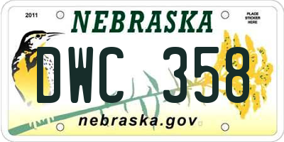 NE license plate DWC358