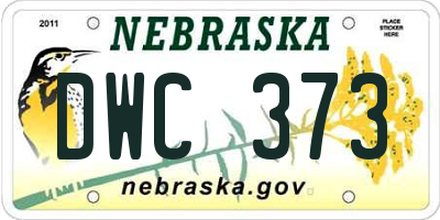 NE license plate DWC373