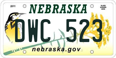 NE license plate DWC523