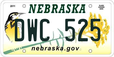 NE license plate DWC525