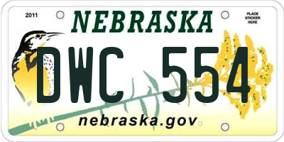 NE license plate DWC554