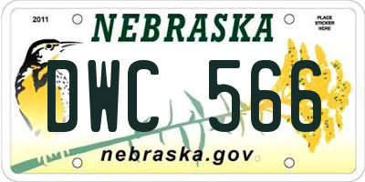 NE license plate DWC566
