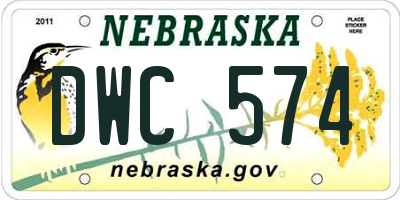 NE license plate DWC574