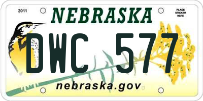 NE license plate DWC577