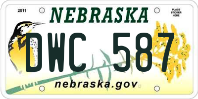 NE license plate DWC587
