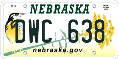 NE license plate DWC638