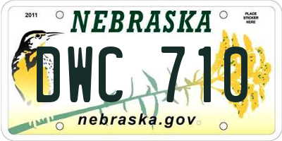 NE license plate DWC710