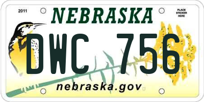 NE license plate DWC756