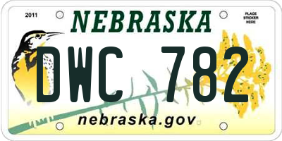 NE license plate DWC782