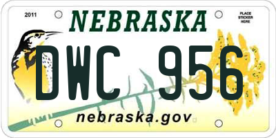 NE license plate DWC956