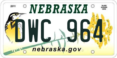 NE license plate DWC964