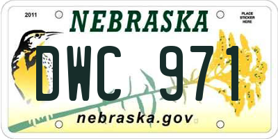 NE license plate DWC971