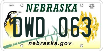 NE license plate DWD063