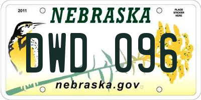 NE license plate DWD096