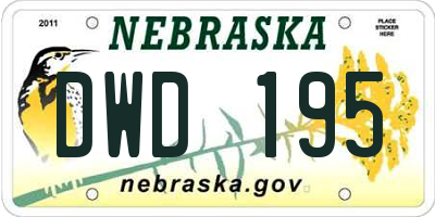 NE license plate DWD195
