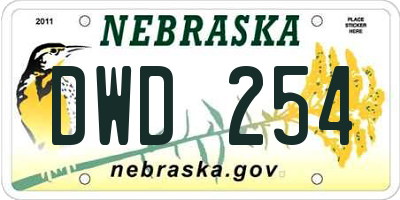 NE license plate DWD254