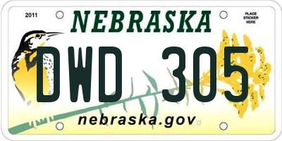 NE license plate DWD305