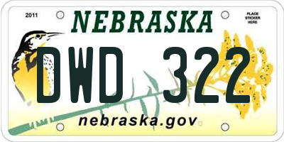 NE license plate DWD322