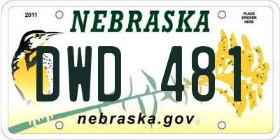 NE license plate DWD481