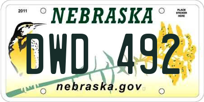 NE license plate DWD492