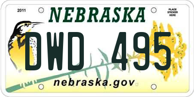 NE license plate DWD495