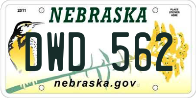 NE license plate DWD562