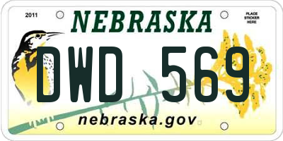 NE license plate DWD569