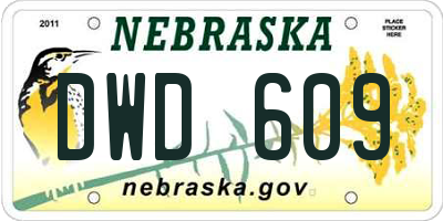 NE license plate DWD609