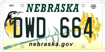 NE license plate DWD664