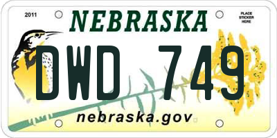 NE license plate DWD749