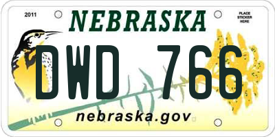 NE license plate DWD766