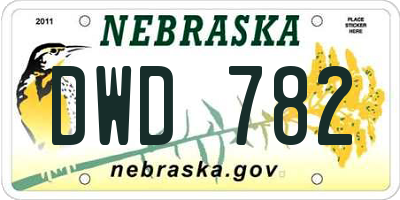 NE license plate DWD782