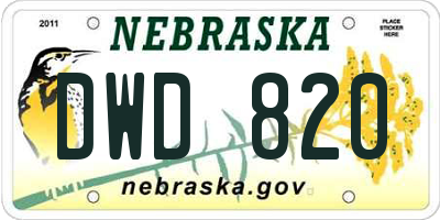 NE license plate DWD820